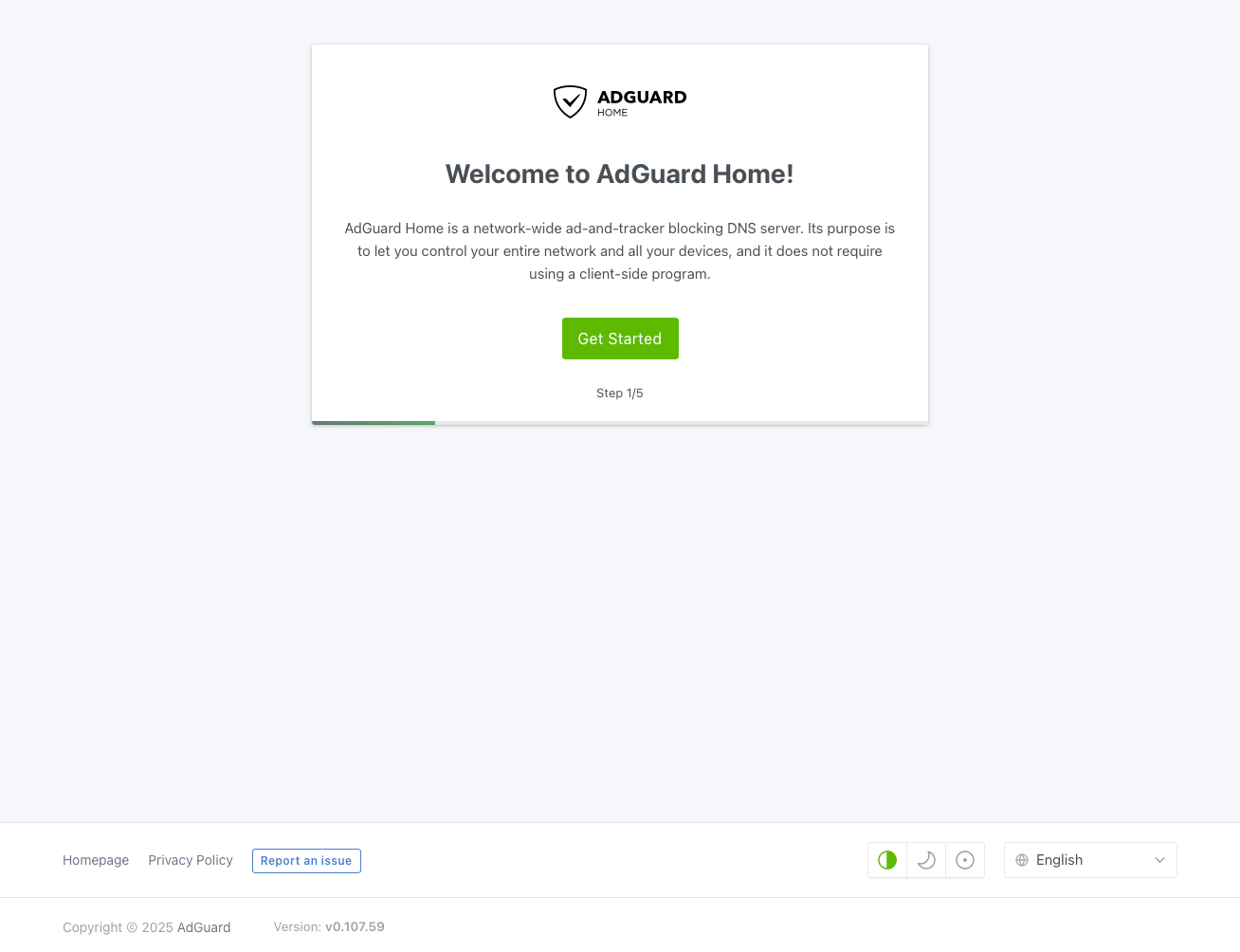 adguard welcome page